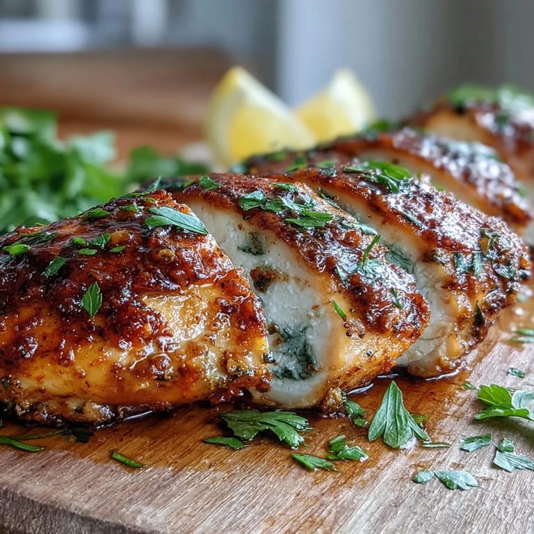 Tender Oven Baked Chicken Breast sliced and served over a crisp garden salad.
