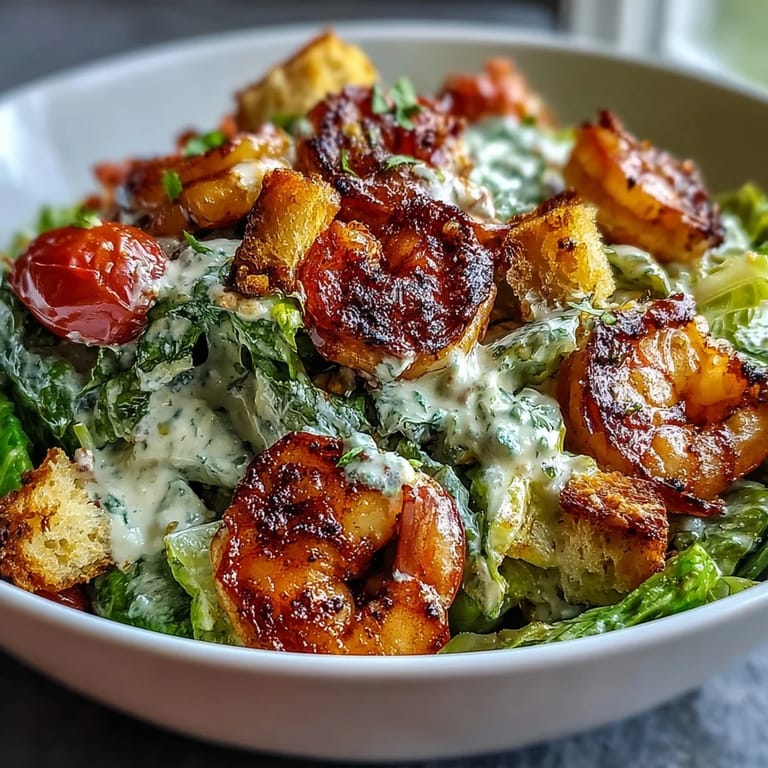 Bright Romaine Caesar Bowl with cherry tomatoes and creamy dressing, served with crunchy croutons, ready for a satisfying lunch.