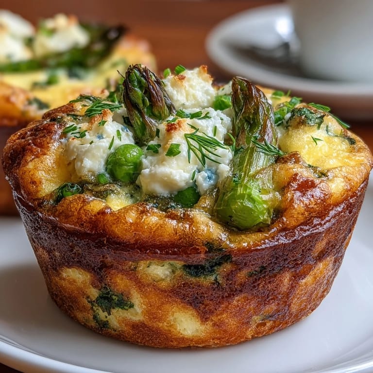 Fluffy egg muffins loaded with vibrant spring vegetables, feta cheese, and dill—ideal for healthy meal prep or brunch.  