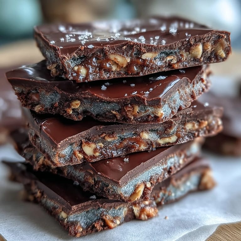 Decadent chocolate bark featuring crisp kataifi pastry, luscious pistachio cream, and rich dark chocolate, garnished with crushed rose petals.