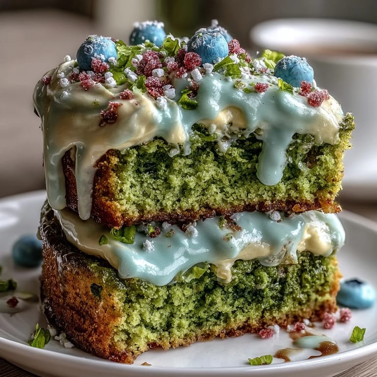 Vibrant mini matcha cake layered with smooth vanilla frosting, ideal for festive brunch gatherings and special occasions.