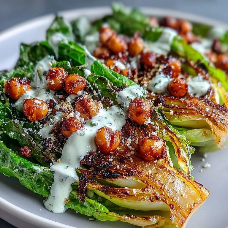 Enjoy a protein-packed vegan Caesar salad brimming with roasted chickpeas.