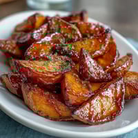 Soul Food Candied Yams with Brown Sugar Syrup in a casserole dish, glossy syrup coating tender sweet potato slices, warm cinnamon and nutmeg aroma.
