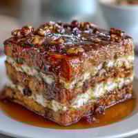 1. Traditional Mexican capirotada bread pudding with toasted bread, piloncillo syrup, and nuts.  
