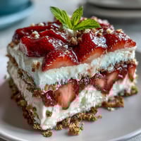 Festive no-bake icebox cake with layers of whipped cream, graham crackers, and fresh strawberries, perfect for Memorial Day celebrations.